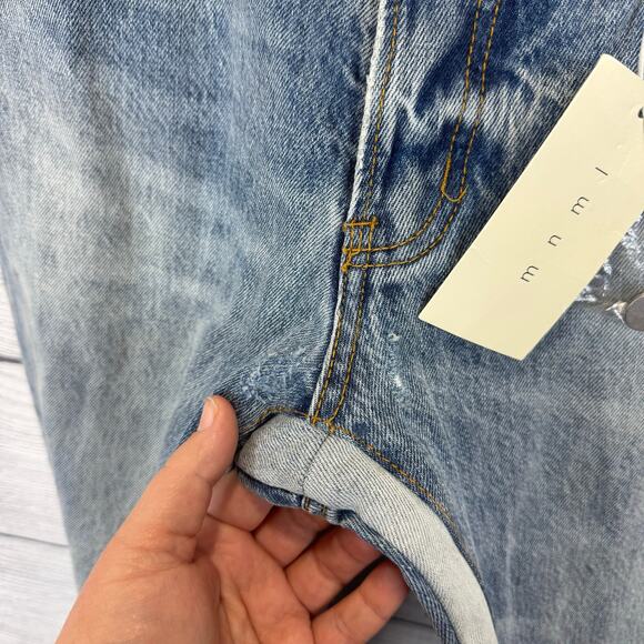 MNML Men's B221 Flare Distressed Button Fly Denim Jeans Size 30 - Picture 5 of 11